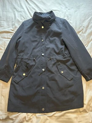 Windsmoor Ladies 3/4 Length Coat Navy Blue, Medium With Elastic Waist With Hood - Image 1 of 4