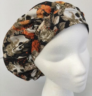 Halloween Skull Floral Adjustable Scrub Cap Small Medical Bouffant Surgery Hat - Image 1 of 4