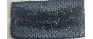 Black Beaded Satin Clutch Purse Made in Hong Kong Formal Cocktail (X1) - Picture 1 of 6