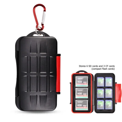 Water-Resistant Memory Card Case Box Storage Holder fits 6 SD SDXC + 3 CF Cards - Image 1 of 4
