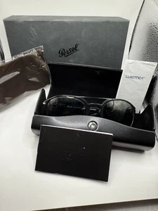 PERSOL Sunglasses 3170-S Black Aviator Frames POLARIZED VERY CLEAN 55▫️20 145mm - Picture 1 of 16