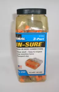 Ideal In-Sure 3 Port Push in Wire Connectors 30-1033J 12AWG-20AWG Qty. 210+ - Picture 1 of 6