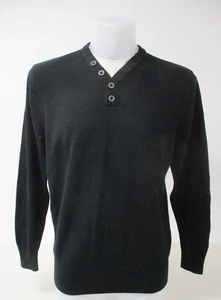 Button Neck Sweater, Black, Mock T-Shirt Neck, Medium, Fits 39" - 41" Chest - Picture 1 of 8