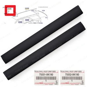 Pair Moulding Roof Drip Side 75551-0K190 Fits Toyota Fortuner SUV 2016 - 2022 - Foto 1 di 8
