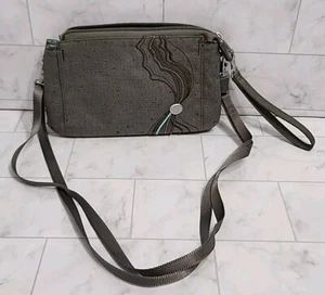 HAIKU Small GRAY Crossbody Bag Zip Recycled Fabric 2 Compartments PURSE Wallet - Picture 1 of 21