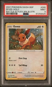 2021 Pokemon SWSH BSP Battle Styles #095 Eevee - Holo PSA 9 MINT | 💫HD SWIRL💫 - Picture 1 of 2