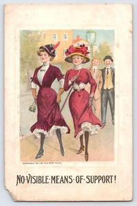 AK Selbstständige Frauen "Keine sichtbaren Unterstützungsmittel!" Antik um 1915 - Bild 1 von 2