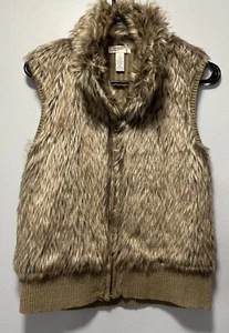 Arizona Jeans Co Faux Fur Full Zip Sweater Vest Women's size M - Picture 1 of 3