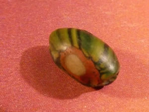 ANCIENT SYRIAN ROMAN COLORFUL GLASS MOSAIC PEACOCK EYE BEAD 12.9-7.7 MM # 1 OVAL - Foto 1 di 7
