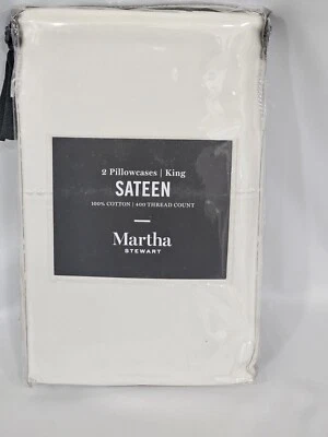Fundas de Almohada Martha Stewart King Satén Algodón Marfil 400 TC King Bordado Nuevas Foto 1 de 4