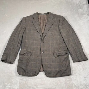 Blazer Ermenegildo Zegna Para Hombre Talla 52 Gris Marrón Pata de Gallo Lana Hecho en Italia - Imagen 1 de 13
