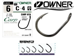 Owner AYA 50924 hooks Carp Barbed Eyed CARBON MIXED black hook PERFECTION SEA - Picture 1 of 29