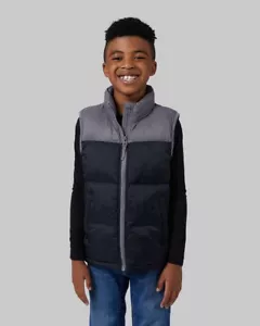 32 Degrees Boys' Lightweight Puffer Vest Gunsmoke/Black Sleeveless S NWT - Picture 1 of 4