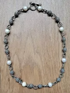 Town & Country Toggle Necklace Pearl 14K Gold 925 Sterling Filigree Beads - Picture 1 of 7
