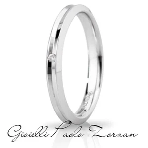 FEDE Matrimoniale ANELLO Nuziale UNOAERRE Corona Slim Oro Bianco 18 kt Diamante - Imagen 1 de 2