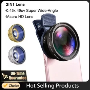 Objectif universel à clipser 2 en 1 - 0,45x grand angle et macro pour iPhone et Xiaomi - Photo 1 sur 10