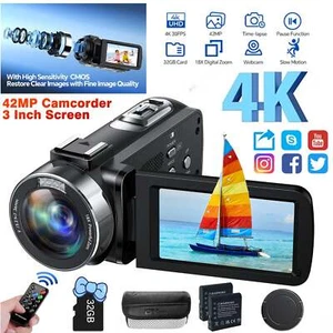 18X Zoom 4K Camcorder Fülllicht Videokamera Reise, Hochzeit Party Vlog Aufnahme - Bild 1 von 8