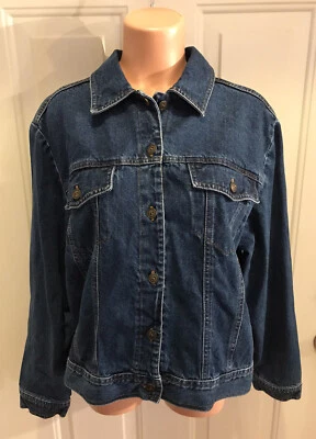 STUDIO EASY, Chaqueta Jean Mujer Talla Grande 18W, Azul con Bolsillos Delanteros con Solapa. Foto 1 de 4