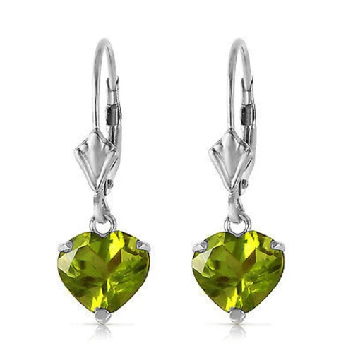 3.25 Carat 14K Solid White Gold Leverback Earrings Natural Peridot - Image 1 of 1