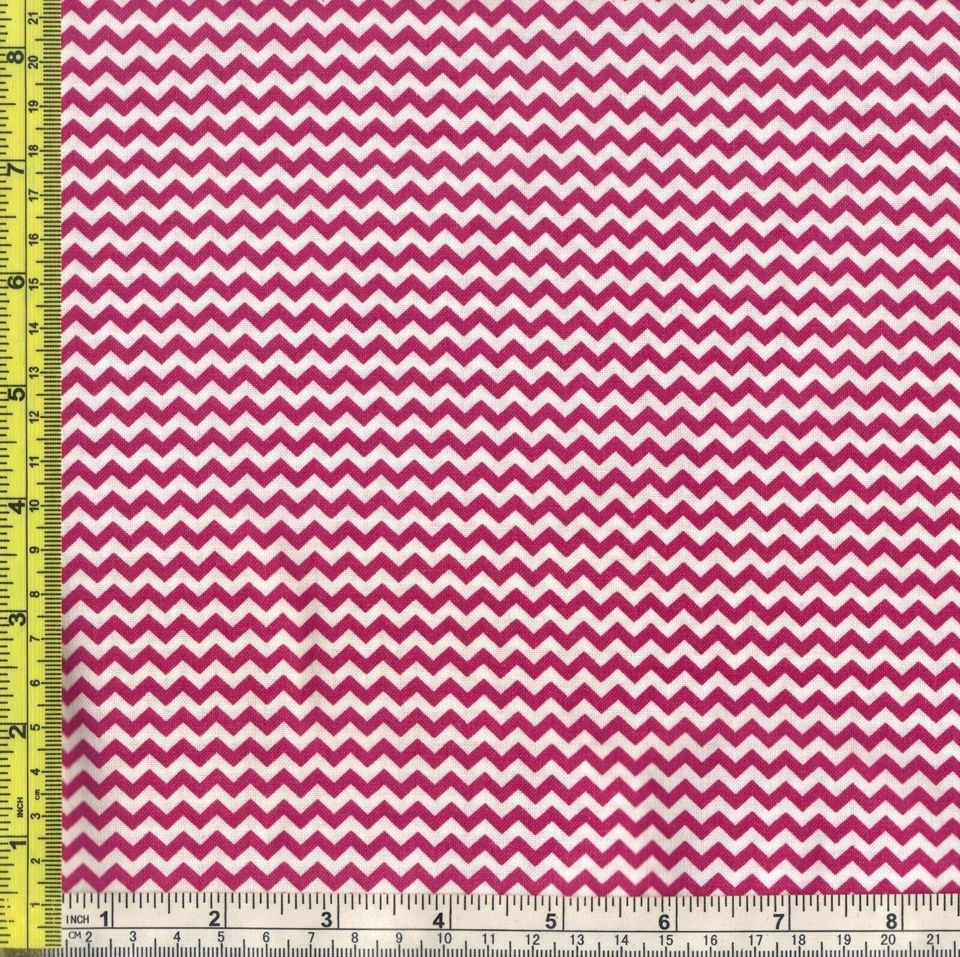 Mini Chevron Minnie Mouse Princess Pink & White 100% Cotton Fabric BTQY - Image 1 of 1