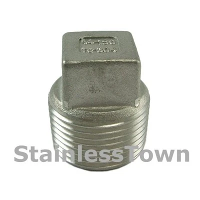 Stainless Steel Square Head Pipe Plug 1" Type 304 18-8 StainlessTown