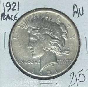 1921-P PAZ DÓLAR DE PLATA ~AU ~BONITA MONEDA DE FECHA CLAVE~ - Imagen 1 de 2