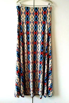 NUEVO NUEVO SIN ETIQUETAS MAXI FALDA LARGA ELÁSTICA LULAROE BLANCA CON ESTAMPADO GEOMÉTRICO M Foto 1 de 3