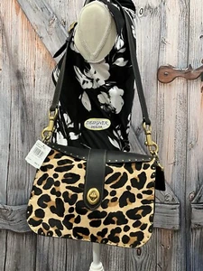 COACH Haircalf Leopard Page 27 Boarder Rivets Shoulder Bag NWT 32870 GORGEOUS! - Picture 1 of 12