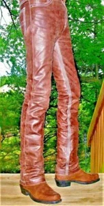 Herren Leder Jeans Hose Hose Premium Qualität Rindsleder Unileder weißer Stich - Bild 1 von 8