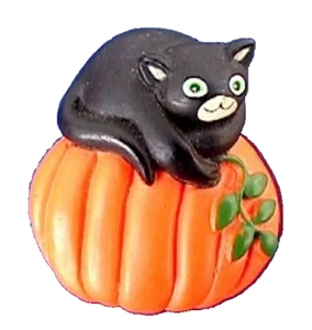 Divertente Mondo PIN Halloween Vintage GATTO NERO su Zucca Spilla Vacanze Anni 80 - Foto 1 di 2