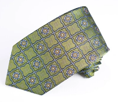 Corbata para hombre Jos A Bank Signature Collection verde con medallones azules 60" Foto 1 de 4