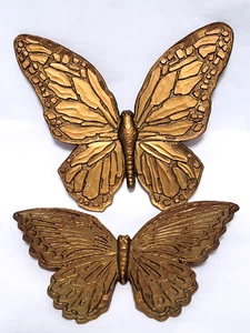 VTG Gold MCM 1967 SYROCO BUTTERFLY 2 PIECE SET MADE IN USA Wall Decor - Picture 1 of 7