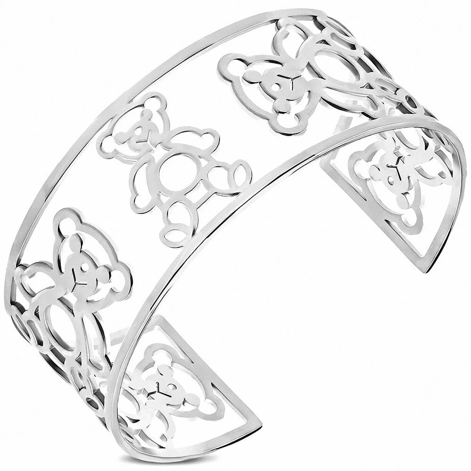 Bracelet manchette en dentelle bébé ours en acier inoxydable - Photo 1/1