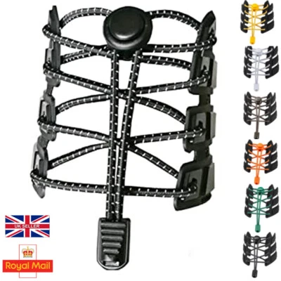 No Tie Shoe Laces Lazy Elastic Round Shoelaces Lock Adults Kids Sports Trainers - Image 1 of 4