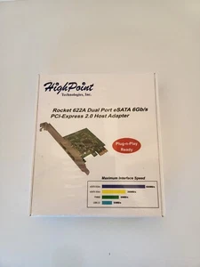 HIGHPOINT ROCKET 622A DUAL PORT eSATA 6HB/S PCI-EXPRESS 2.0 HOST ADAPTER - Picture 1 of 1