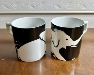 2 Grand Hotel Andrew Martin Black & White Elephant coffee mugs - Picture 1 of 13