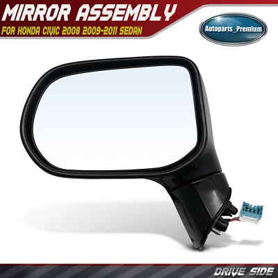 Espejo retrovisor plegable manual negro lado izquierdo del conductor con calefacción para Honda Civic 2008-2011 Foto 1 de 4