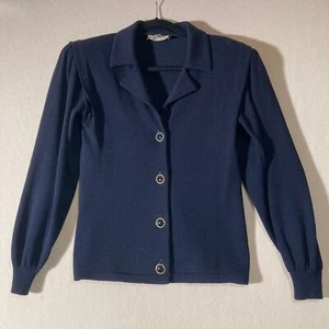 Blazer St John Neiman Marcus Talla 2 Azul Marino Vintage Tejido Santana 4 Academia Clásico - Imagen 1 de 11