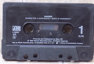 WINGER - HEADED FOR A HEARTBREAK (Cassette Single, 1988, Atlantic) 4-88922 - Image 1 of 2