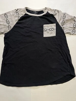 Carbon T Shirt Tribal Print Pocket 2XL Black Gray Colorblock Contrast Aztec - Image 1 of 4