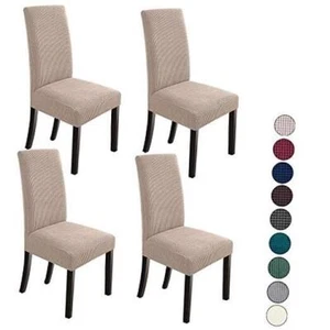  Dining Chair Covers Seat Parson Chair Slipcover for Dining Room Set of 4 Khaki - Picture 1 of 7