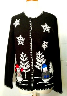 Suéter Mercer Street Studio Vacaciones Talla M Bordado Copos de Nieve/Muñecos de Nieve Foto 1 de 4