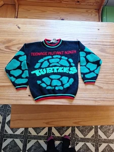 Vintage TMNT Ninja Turtles Knit Graphic Sweaters Kids Christmas ๐ข 8-10 - Picture 1 of 9