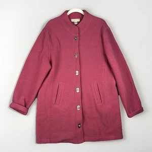 VTG Casual Corner Overcoat Womens XL Pink 100% Wool Toggle Buttons Career - Picture 1 of 7