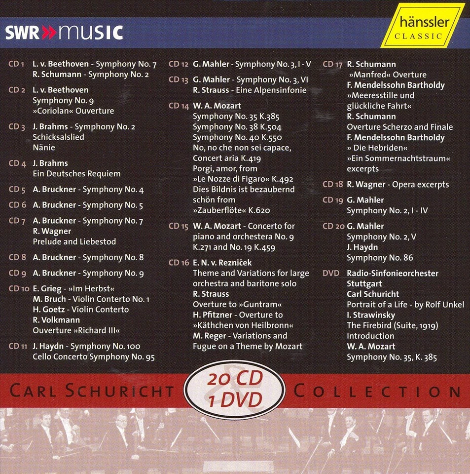 CARL SCHURICHT CARL SCHURICHT COLLECTION [20 CDS/1 DVD] [BOX SET] NEW CD - Image 1 of 1
