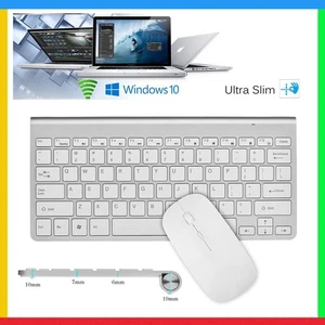 Wireless Keyboard Mouse Combo Set Ultra Slim 2.4GHz Kit USB Receiver Waterproof - Picture 1 of 11