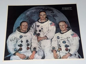 Foto a color de 16x20 retrato de tripulación del Apolo 11 de colección Armstrong Buzz Aldrin Collins - Imagen 1 de 8