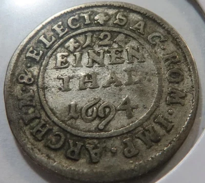 Немецкий государственный талер Саксония-Альбертина 1694-EPH серебро 1/12 - Изображение 1 из 2