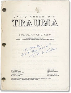 Dario Argento TRAUMA Original screenplay for the 1993 film signed 1992 #154689 - Picture 1 of 1
