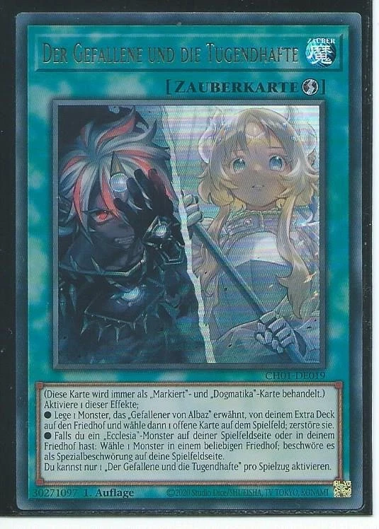 YU GI OH DER GEFALLENE UND DIE TUGENDHAFTE  CH01-DE019 ULTRA RARE 1.AUFLAGE - Bild 1 von 1